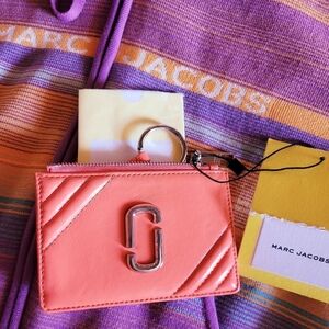 Marc Jacobs Calf Leather Logo plaque Wallet Orange